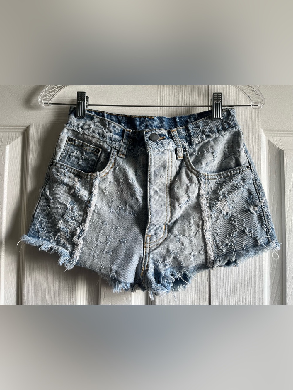 Carmar Los Angeles Light Blue Distressed Jean Shorts 24/00 Made in USA